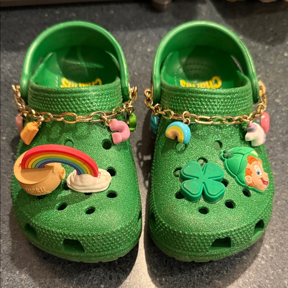 CROCS Green Kids Sandals with Charms